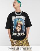 Asos Design Biggie Oversized T-shirt With Glitter Text
