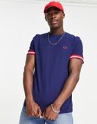 Fred Perry Abstract Cuff T-shirt In Navy