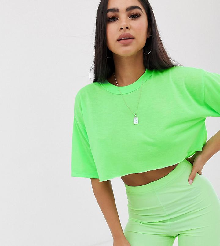 Asos Design Petite Super Crop T-shirt With Raw Edge