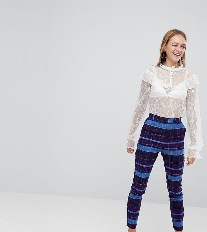 Monki Check Slim Pants - Multi