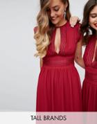 Tfnc Tall Wedding Lace Detail Midi Dress - Red