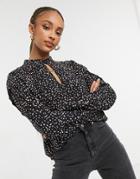 Object Blouse With Cut Out Detail In Dots-multi
