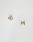 Orelia Stud Earrings With Initial M - Gold