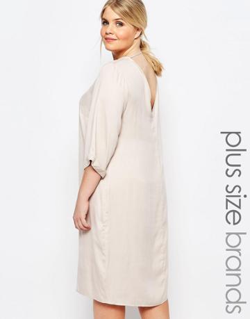 Carmakoma Plunge Back Shift Dress - Cream