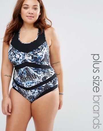 Robyn Lawley Broken Wings Mesh Detail Swimsuit - Black