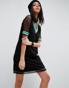 Asos Basketball T-shirt Dress In Mesh - Black