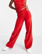 Na-kd 2-piece Velour Wide Leg Pants In Red