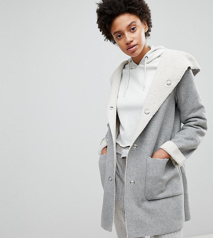 Stradivarius Contrast Faux Fur Shearling Jacket