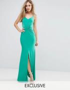 Club L Cami Maxi Dress With Knot Front - Green