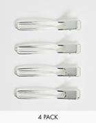 Asos Design Pack Of 4 Metal Styling Clips In Silver Tone - Copper