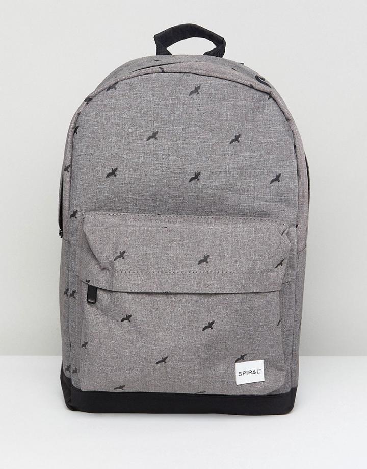 Spiral Bird Crosshatch Backpack In Charcoal - Gray