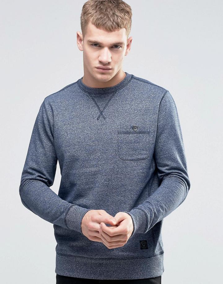 Brave Soul Crew Neck Marl Sweater - Navy