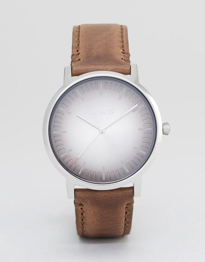 Nixon Sea Ranch Porter Leather Watch In Brown - Brown