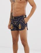 Hermano Two-piece Swim Shorts With Bee Print - Navy