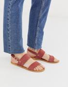Asos Design Faye Leather Flat Sandals - Orange