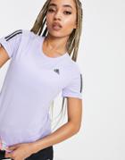 Adidas Running T-shirt With 3-stripes In Lilac-purple