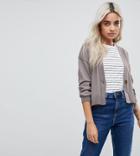 Asos Petite Cardigan In Fine Knit With One Button - Stone