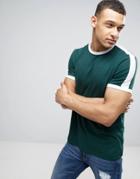 Asos T-shirt With Retro Contrast Panels In Green - Green