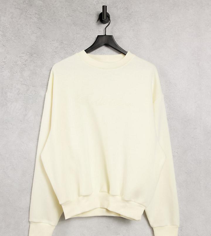 Collusion Unisex Sweatshirt With Embroidered Logo In Ecru - Part Of A Set-white