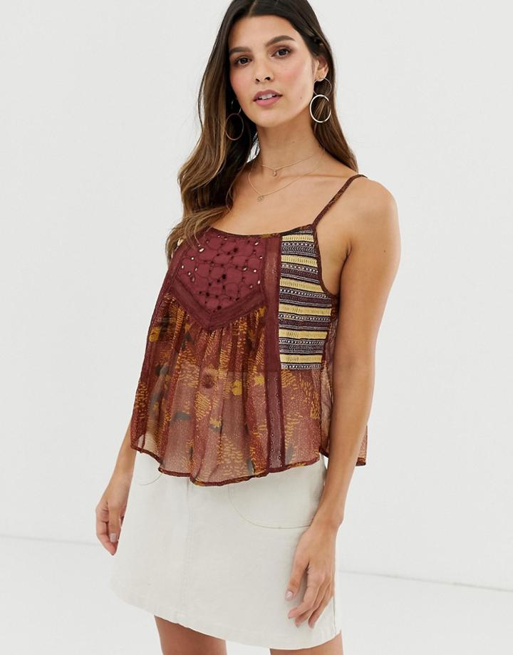 Y.a.s Festival Patchwork Crop Cami Top - Multi