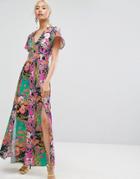 Asos Scarf Print Maxi Dress - Multi