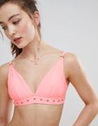 Hunkemoller Urban Utility Triangle Bikini Top In Peach - Pink