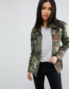 Asos Camo Shirt With Sequins & Badges - Multi