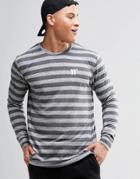11 Degrees Long Sleeve T-shirt With Stripes In Slubby Fabric - Beige