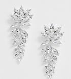 True Decadence Exclusive Drop Earrings In Rhinestone Leaf Design-silver