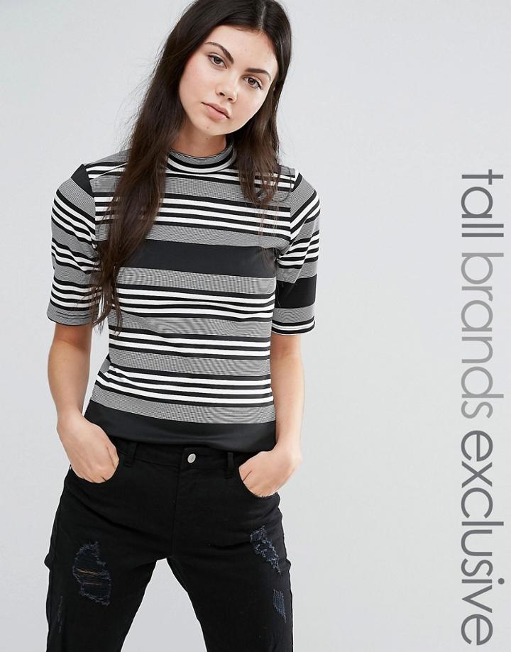 Daisy Street Tall Striped High Neck Top - Multi