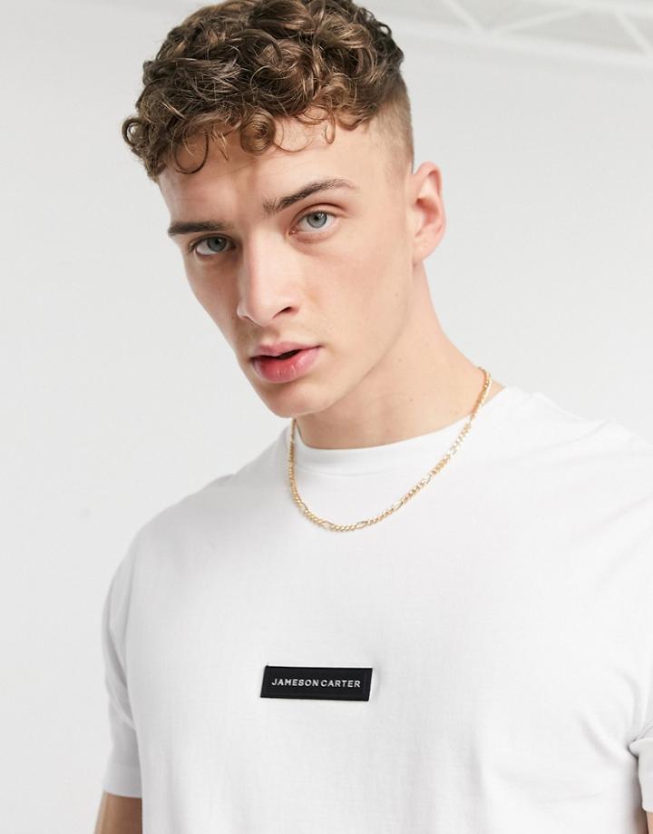 Jameson Carter Matt Leather Patch T-shirt In White