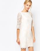 Ted Baker Laavia Wide Sleeve Dress In Lace - Cream