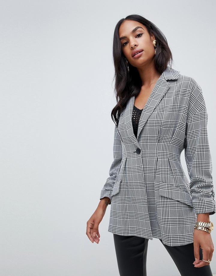 Asos Design Houndstooth Relaxed Blazer - Multi