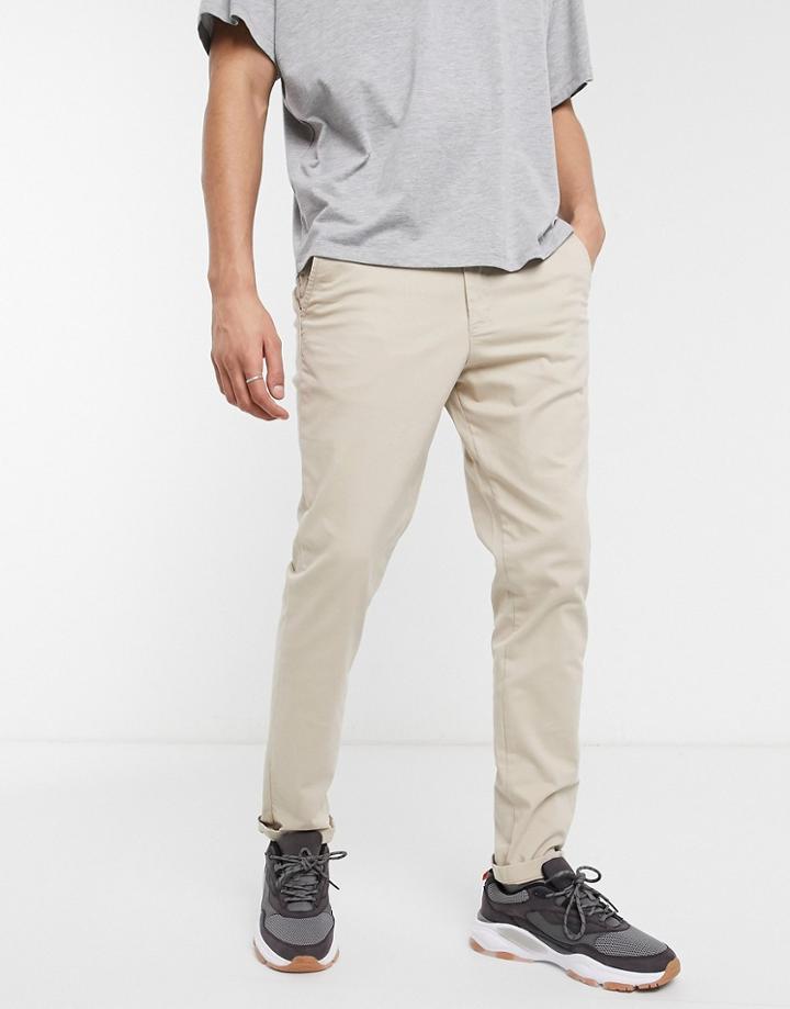 Jack & Jones Intelligence Slim Fit Chinos In Sand-brown