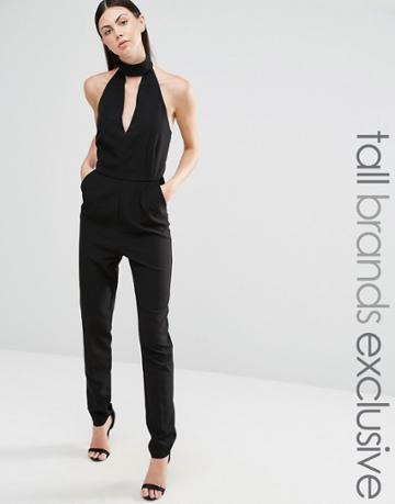 Lavish Alice Tall Halter Neck Tailored Jumpsuit - Black