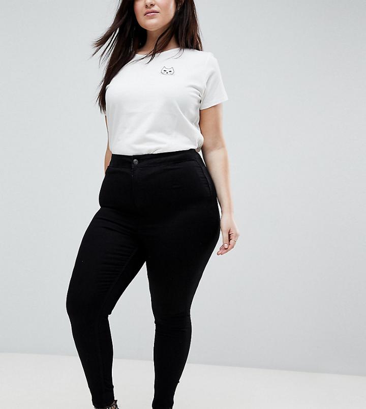 New Look Curve Raw Hem Skinny Jean - Black