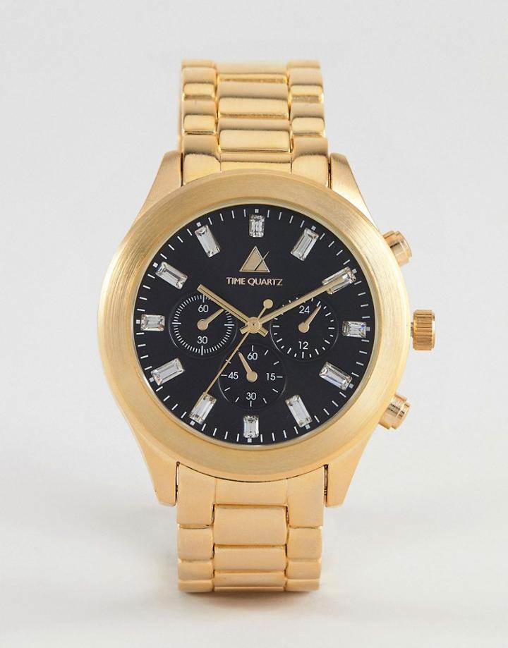 Asos Gold Plated Bracelet Watch With Crystals - Gold
