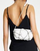 Asos Design Shoulder Bag With Crystal Strapping Detail In White