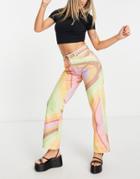 The Ragged Priest High Waisted Straight Leg Jeans In Retro Rainbow Swirl Denim-multi