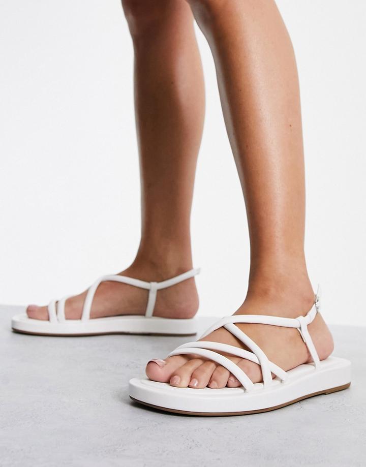 River Island Tubular Strap Flat Sandals In White