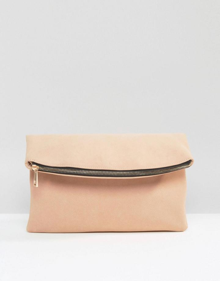 Asos Curved Foldover Clutch Bag - Pink