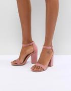 New Look Suedette Block Heel Sandal - Pink