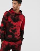 Criminal Damage Tie Dye Hoodie Black And Red - Black
