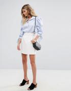 Missguided Leather Look Mini Skirt - White