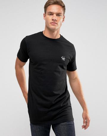 Saints Row Longline T-shirt In Black - Black