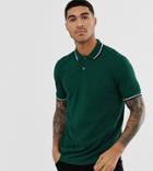 Fred Perry Twin Tipped Logo Polo Shirt In Green Exclusive At Asos
