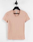 & Other Stories Cotton Fitted T-shirt In Dusty Pink - Pink