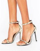Missguided Barely There Ankle Strap Heeled Sandals - Gold