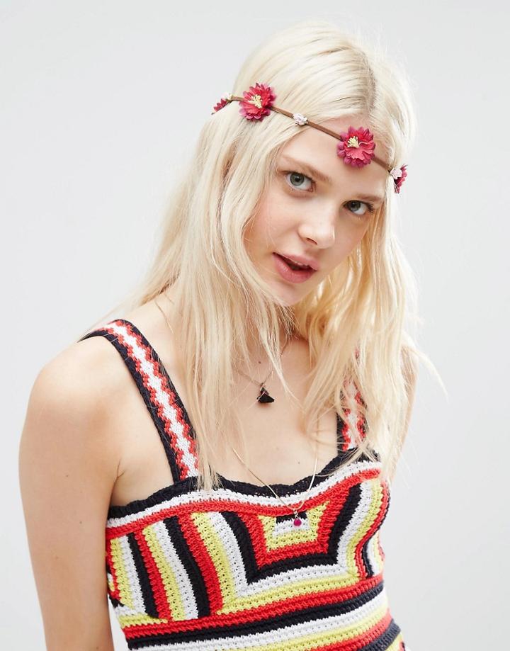 Asos Mixed Flower Hair Garland - Pink