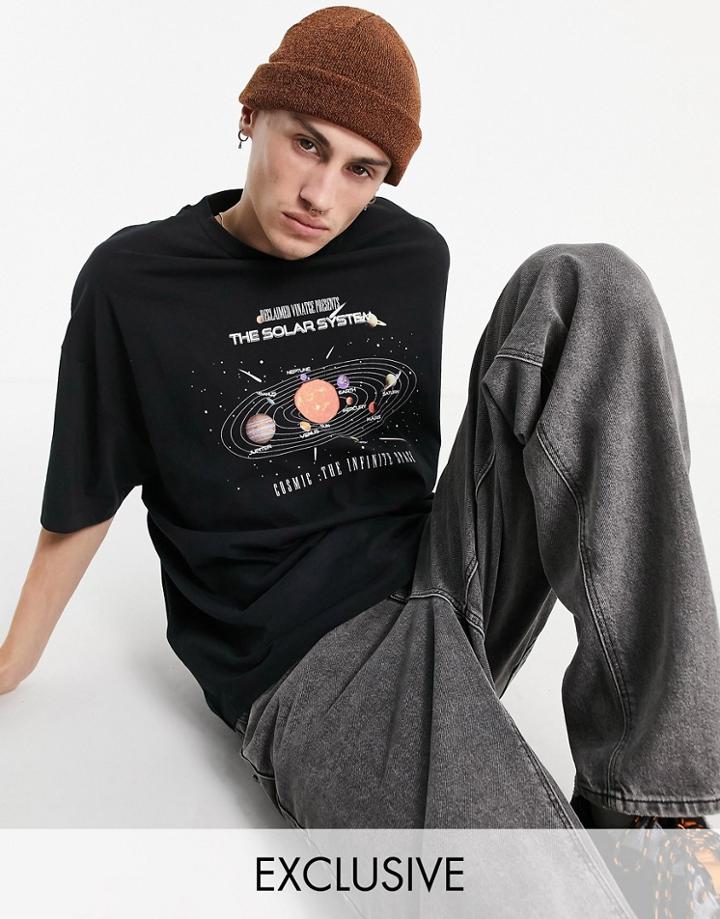 Reclaimed Vintage Inspired Organic Cotton T-shirt With Cosmic Graphic In Black